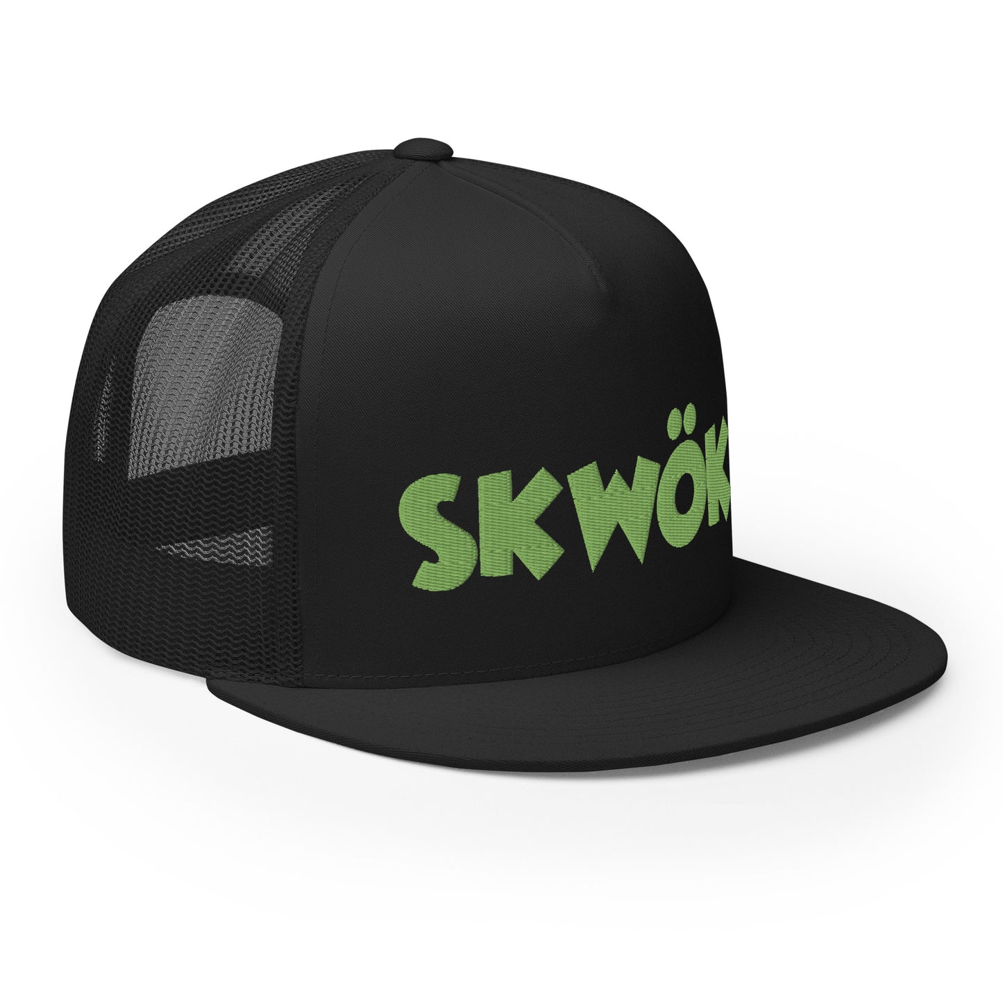 Skwok Brand / Hat / Trucker Cap / OG Logo / 3d Puff / Black / Green