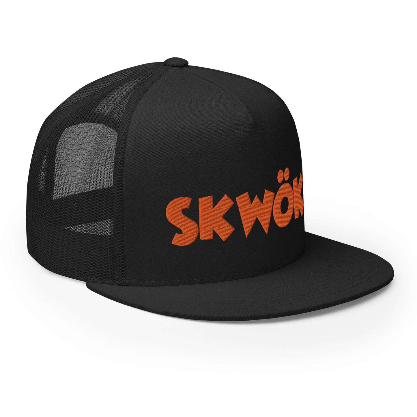 Skwok Brand / Hat / Trucker Cap / OG Logo / 3D Puff / Black / Orange