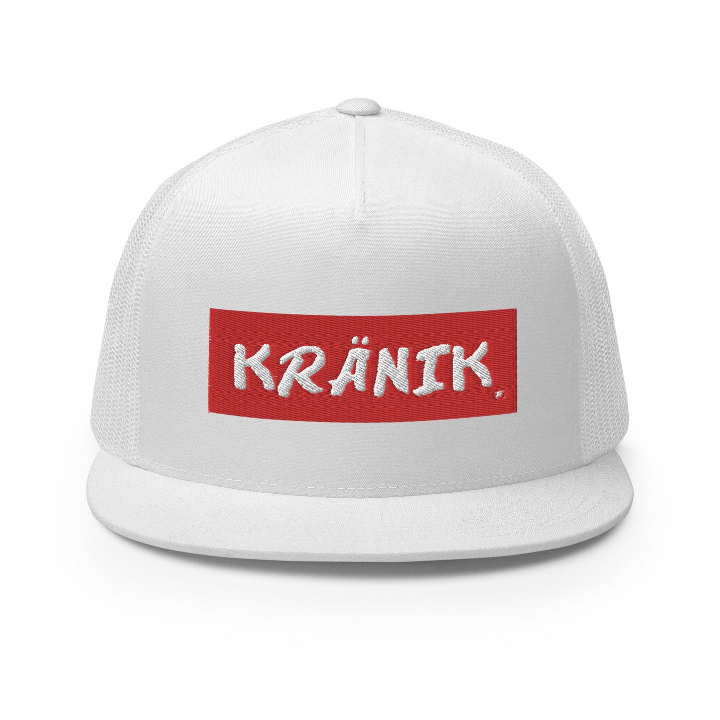 Kranik Brand Hat / Trucker Cap / Red Box Dare Logo / White