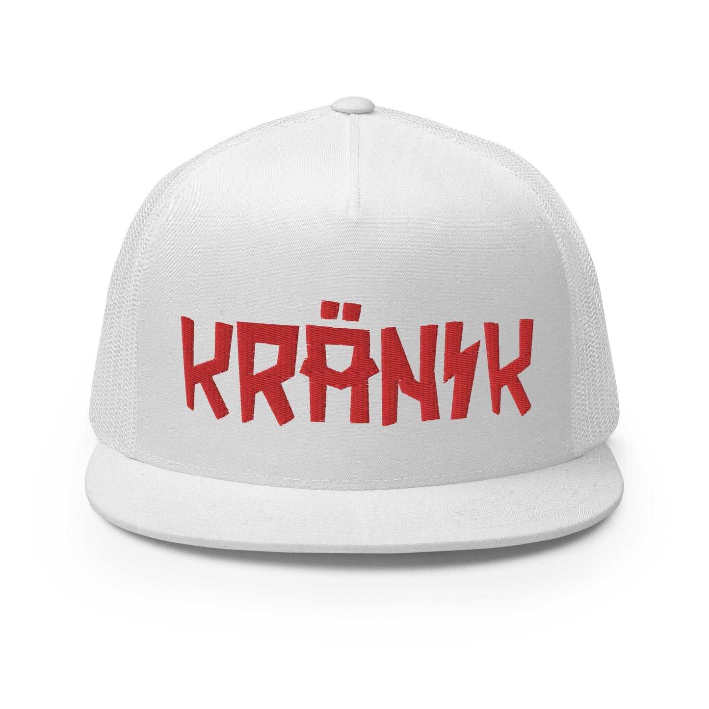 Kranik Brand Hat / Trucker Cap / Moto Logo / 3D Puff / White / Red