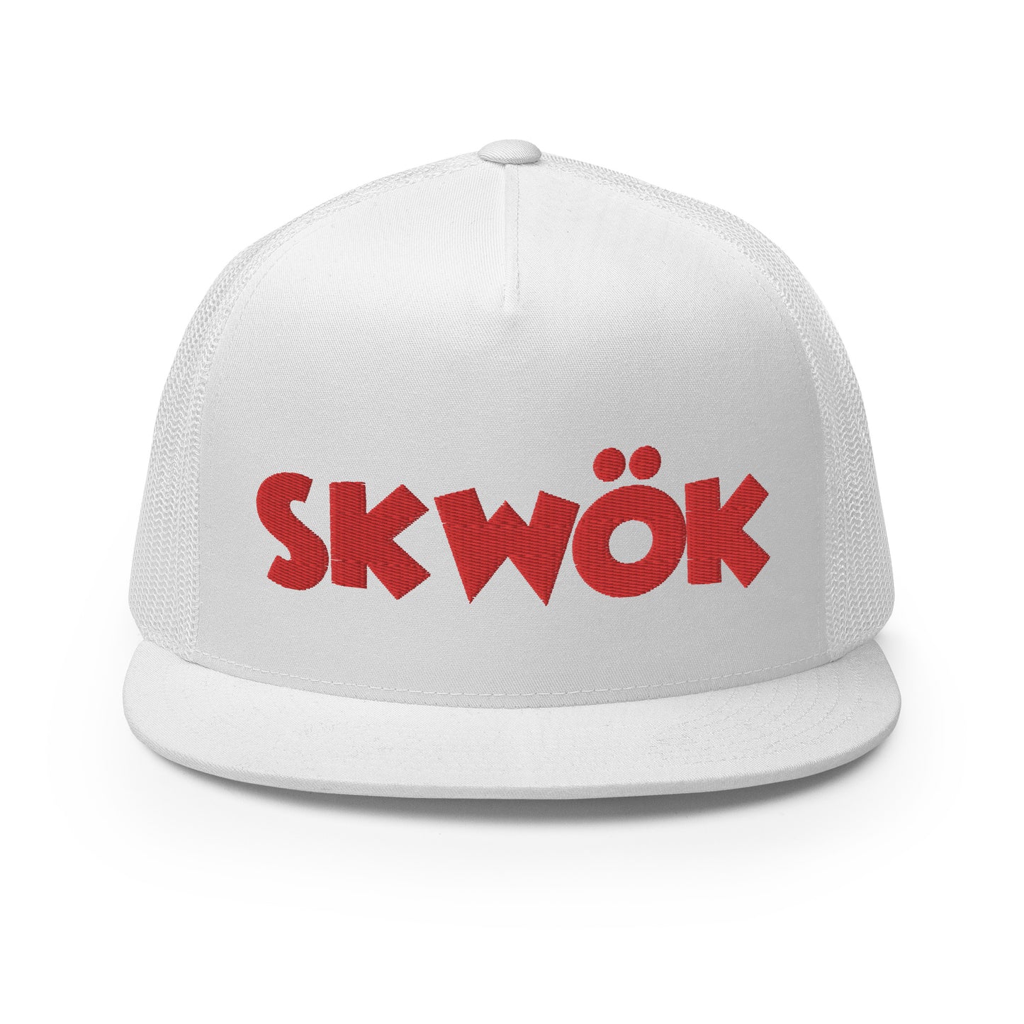 Skwok Brand / Hat / Trucker Cap / OG Logo / 3D Puff / White / Red