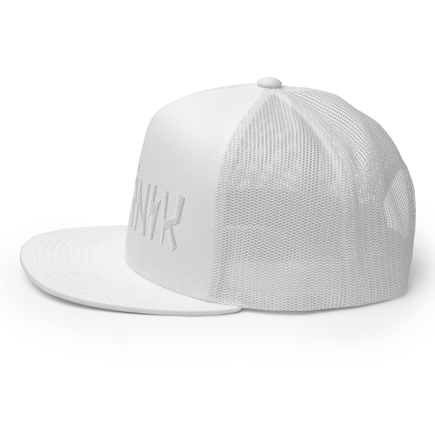 Kranik Brand Hat / Trucker Cap / Moto Logo / 3D Puff / White / White