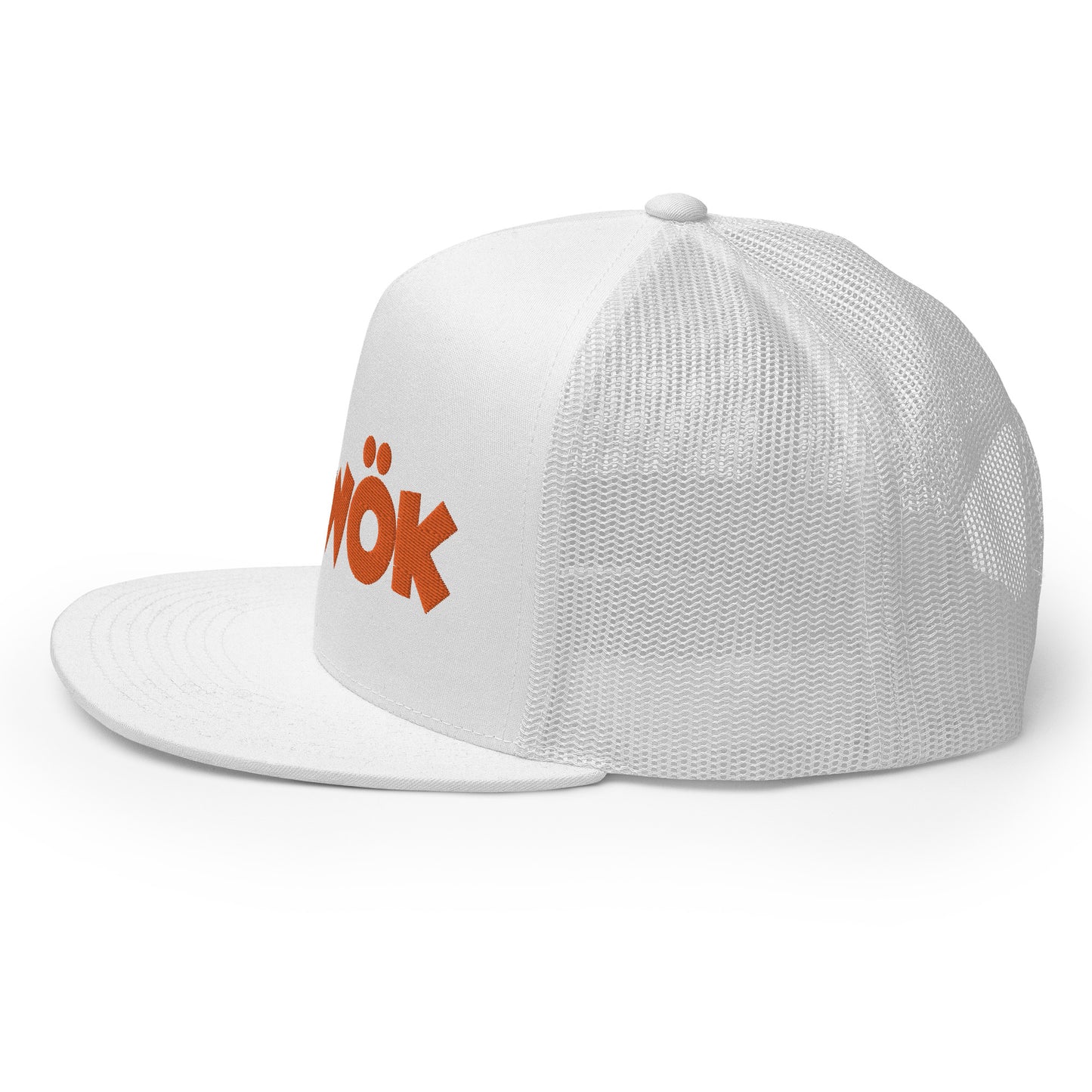 Skwok Brand / Hat / Trucker Cap / OG Logo / 3D Puff / White / Orange