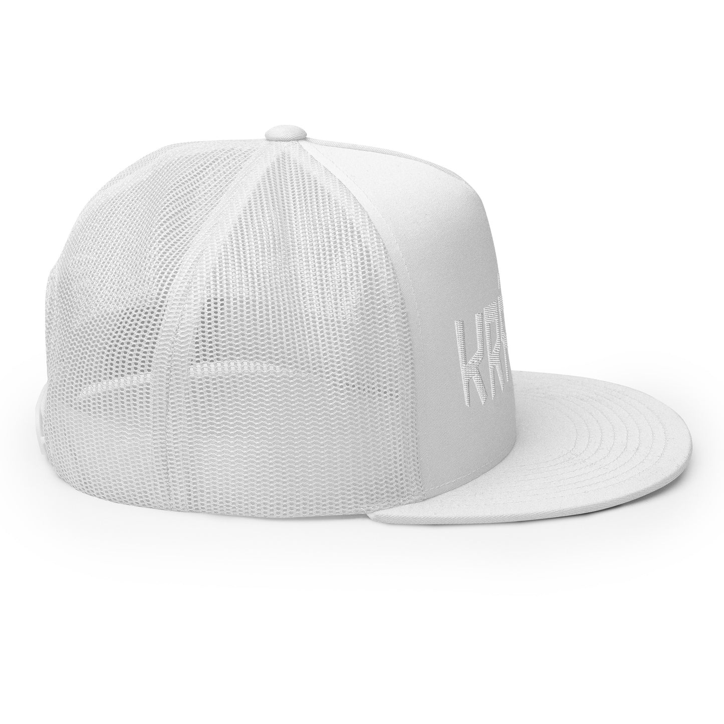 Kranik Brand Hat / Trucker Cap / Moto Logo / 3D Puff / White / White