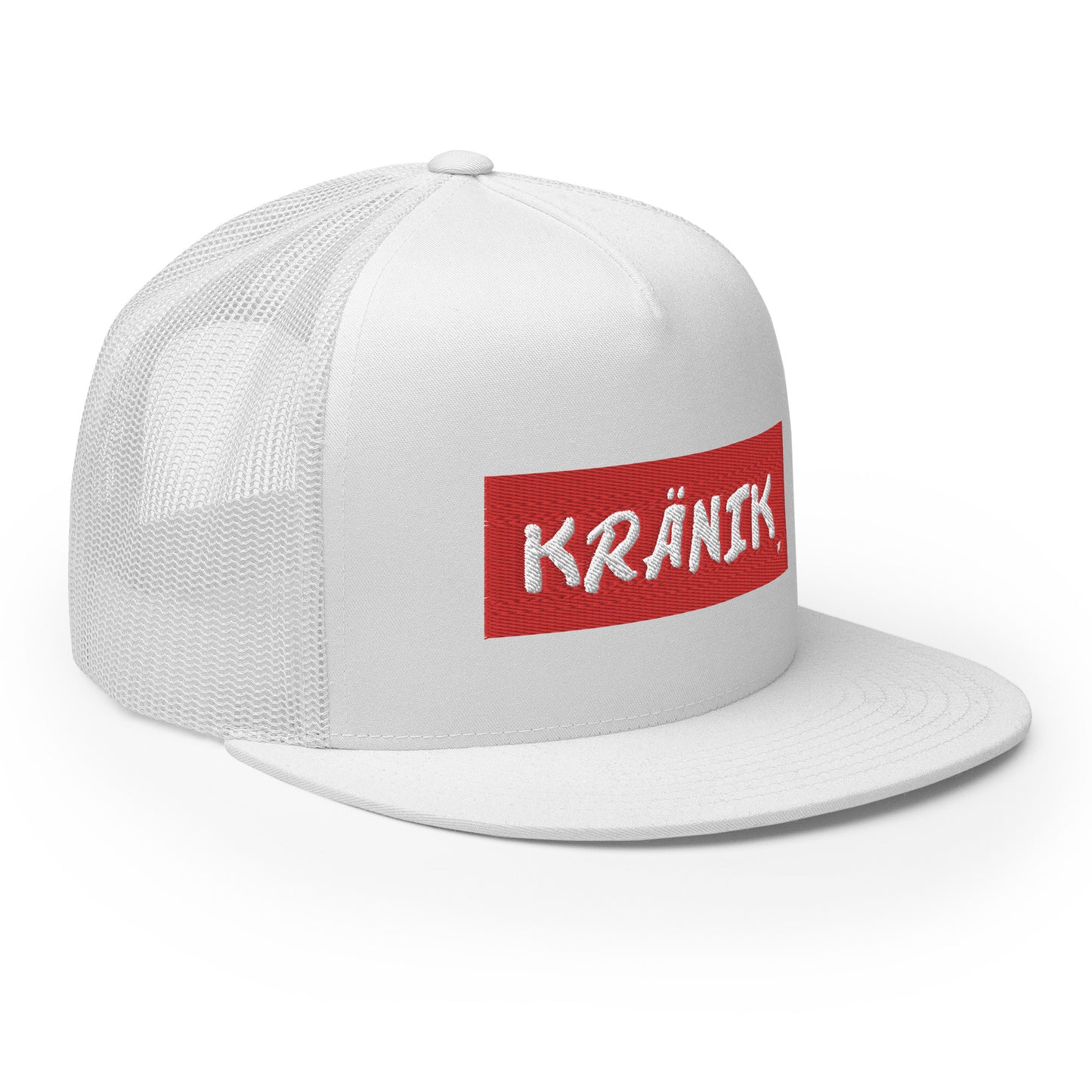 Kranik Brand Hat / Trucker Cap / Red Box Dare Logo / White