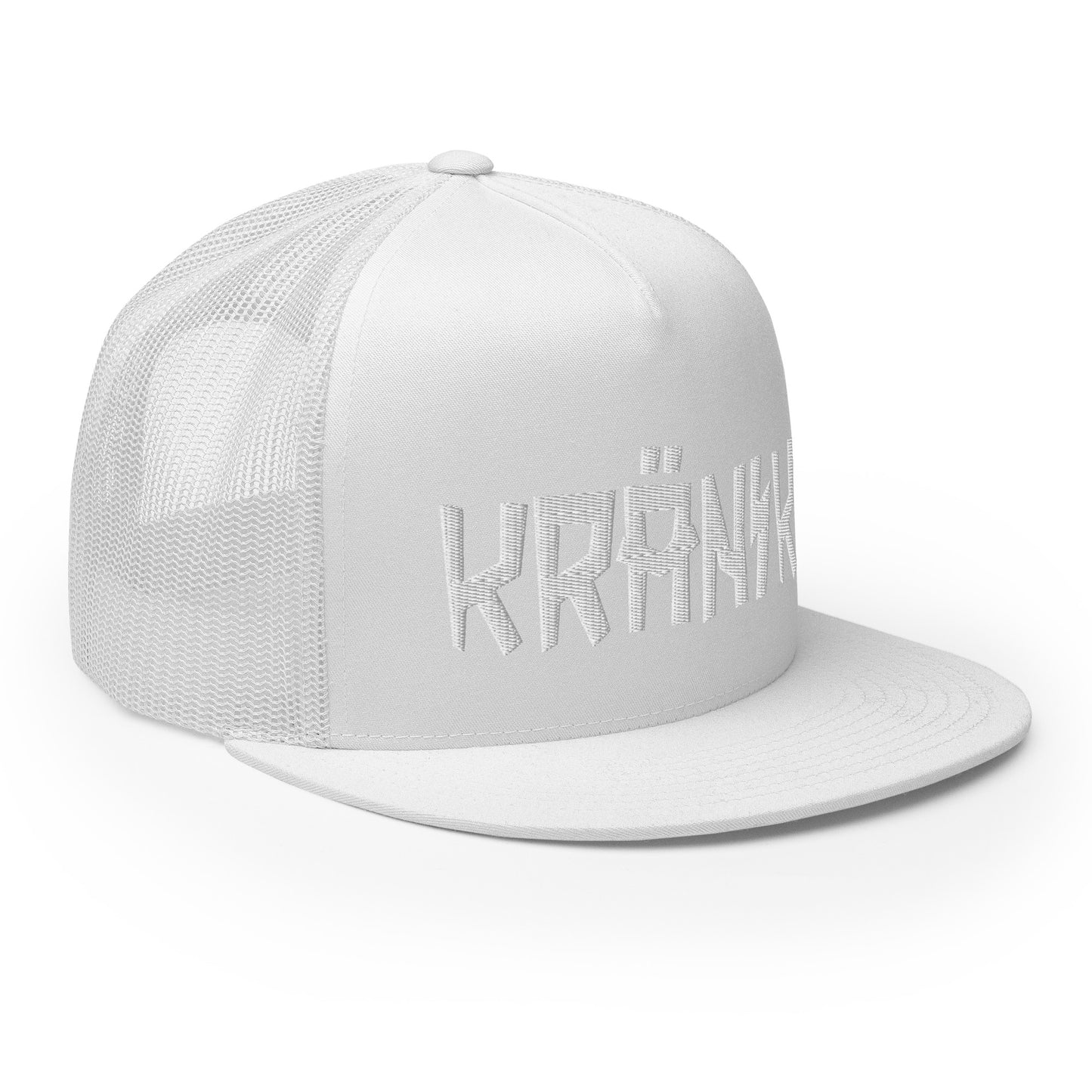 Kranik Brand Hat / Trucker Cap / Moto Logo / 3D Puff / White / White