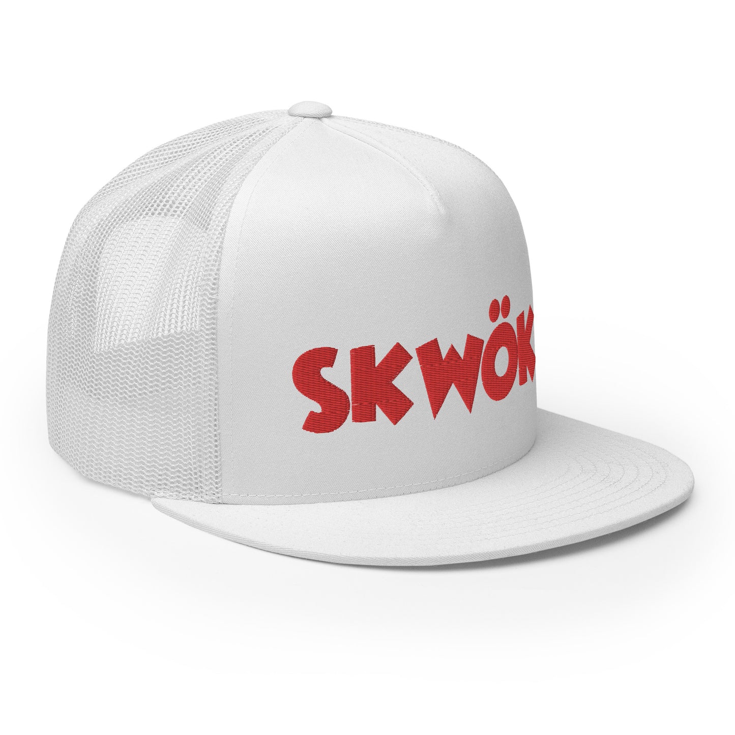 Skwok Brand / Hat / Trucker Cap / OG Logo / 3D Puff / White / Red