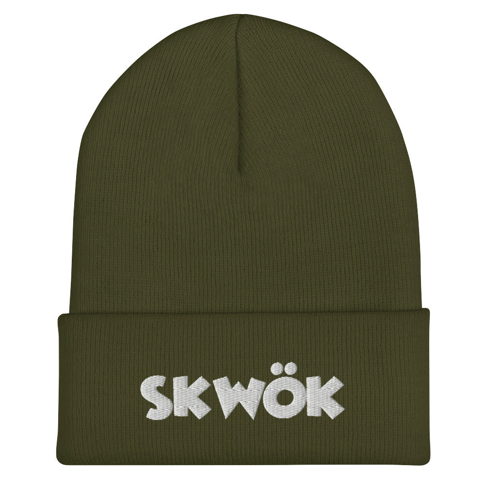 Skwok Brand / Hat / Cuffed Beanie / OG Logo / White