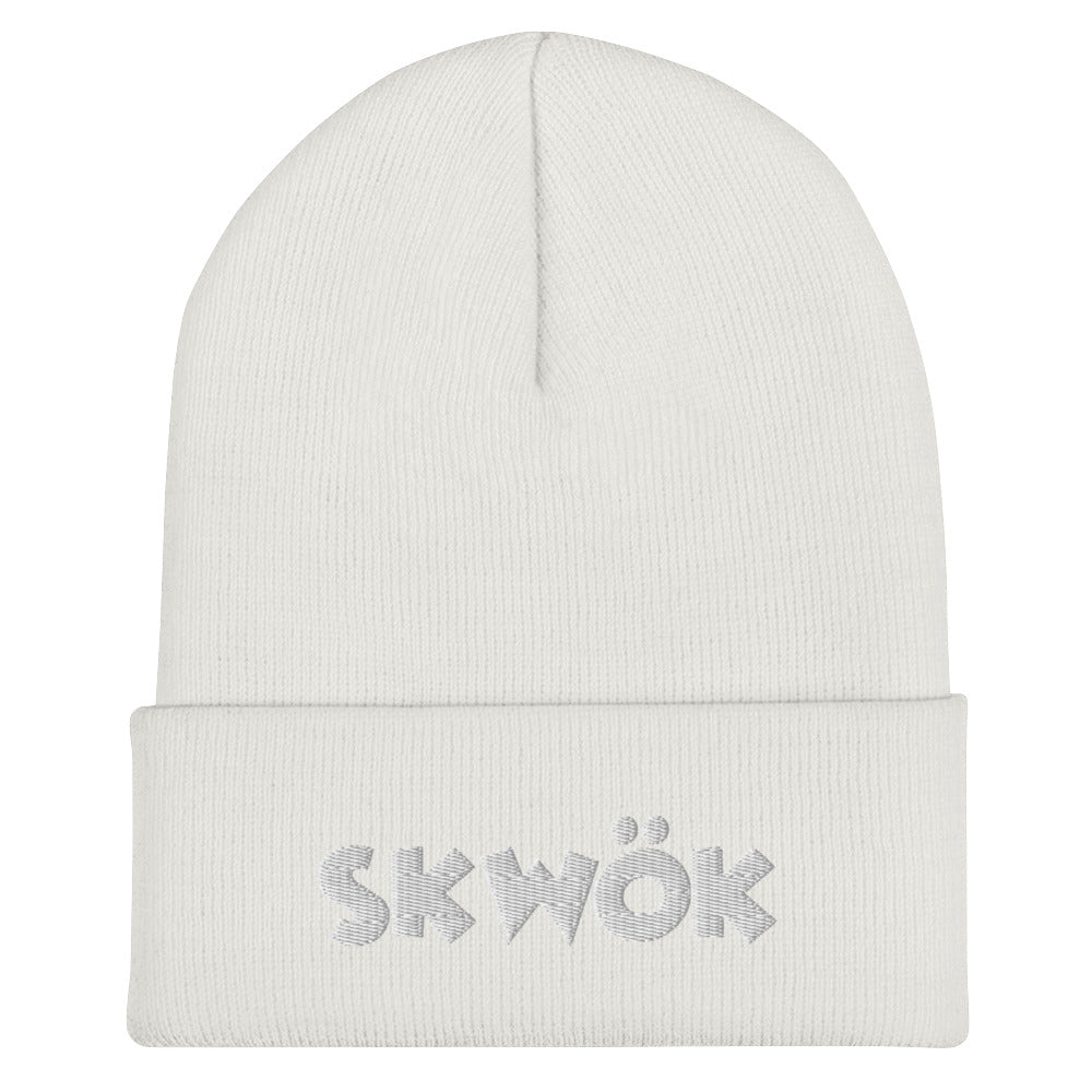 Skwok Brand / Hat / Cuffed Beanie / OG Logo / White