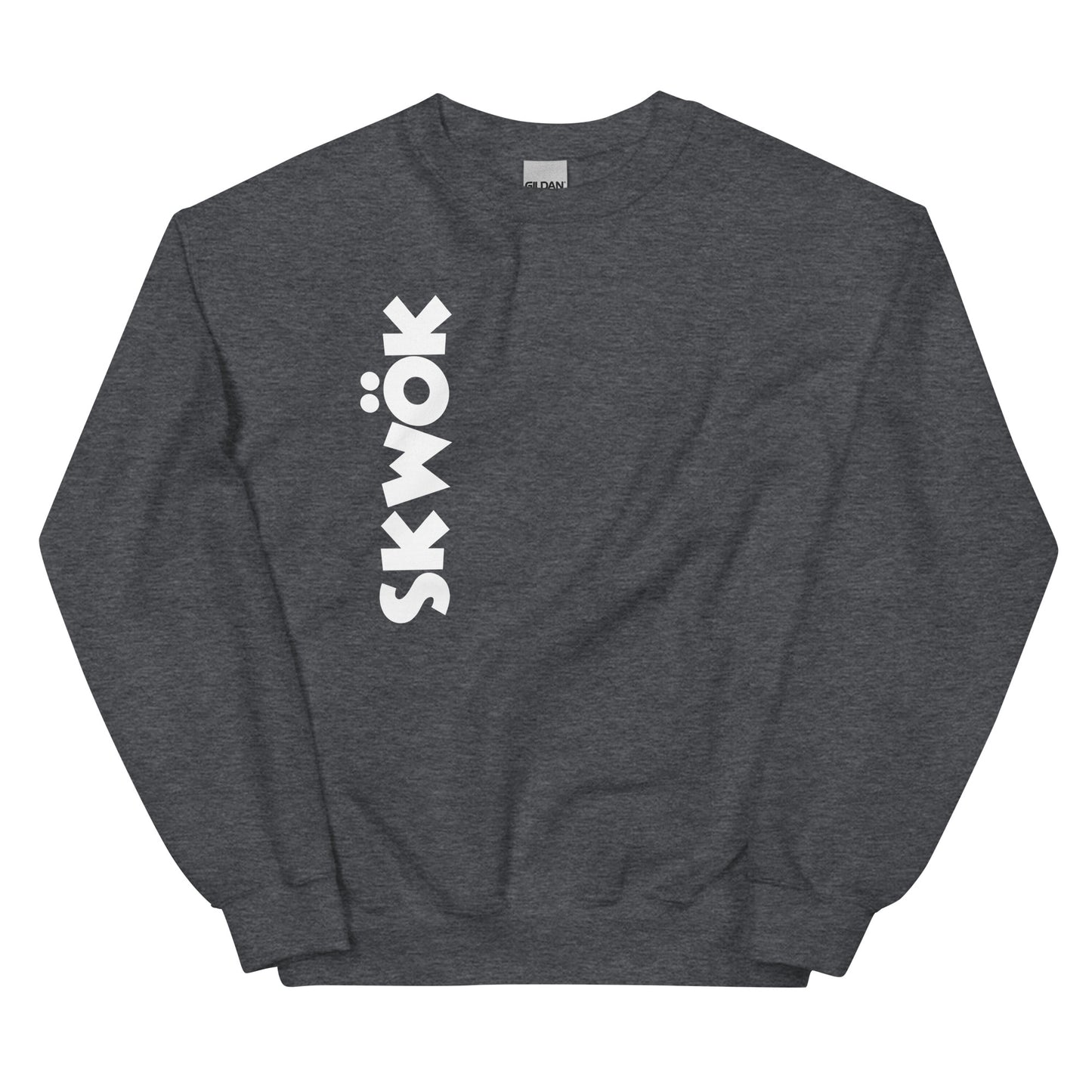 Skwok Brand / 8oz Gildan Crew / (2) / OG Logo II / White / DTG Print / Front - Back