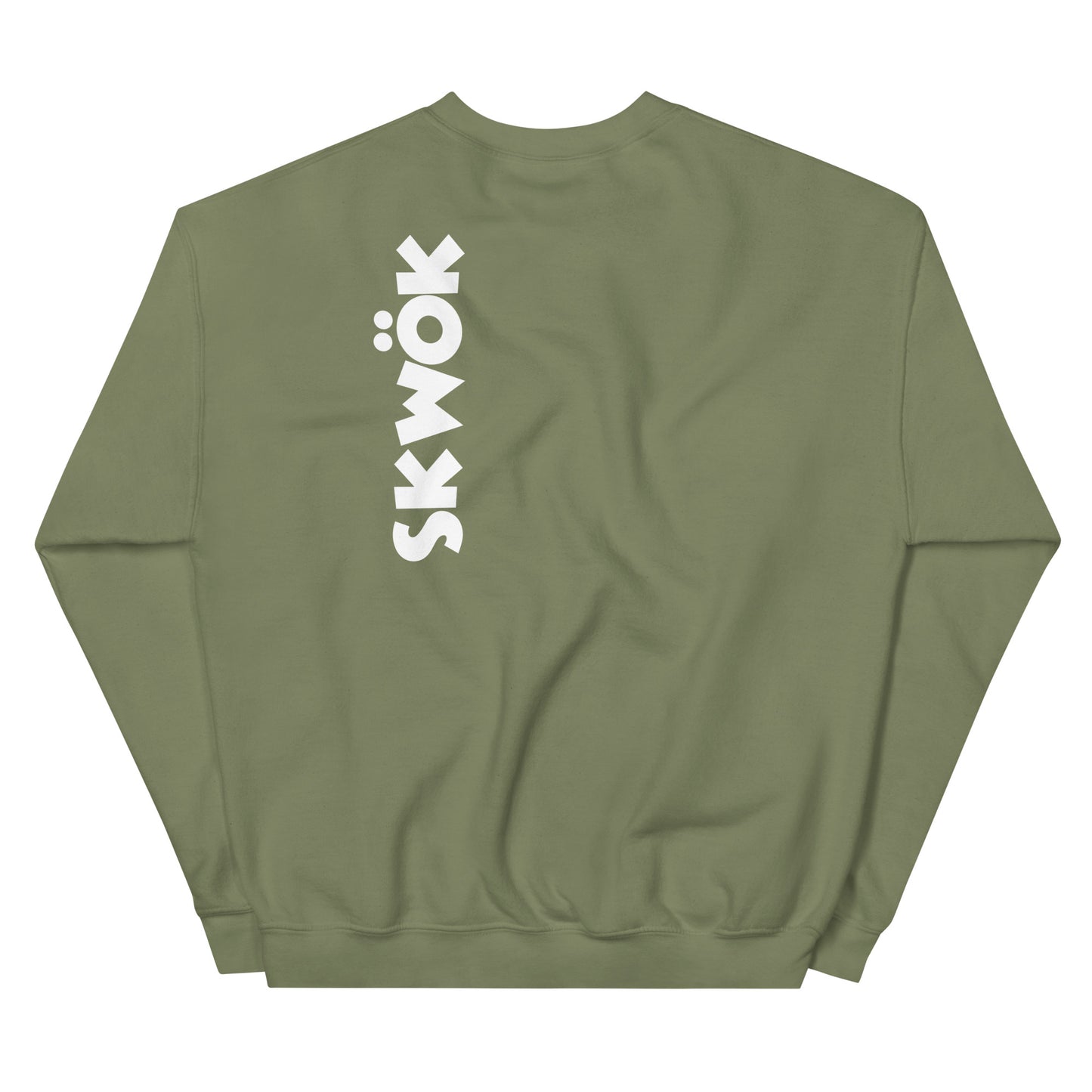 Skwok Brand / 8oz Gildan Crew / (2) / OG Logo II / White / DTG Print / Front - Back