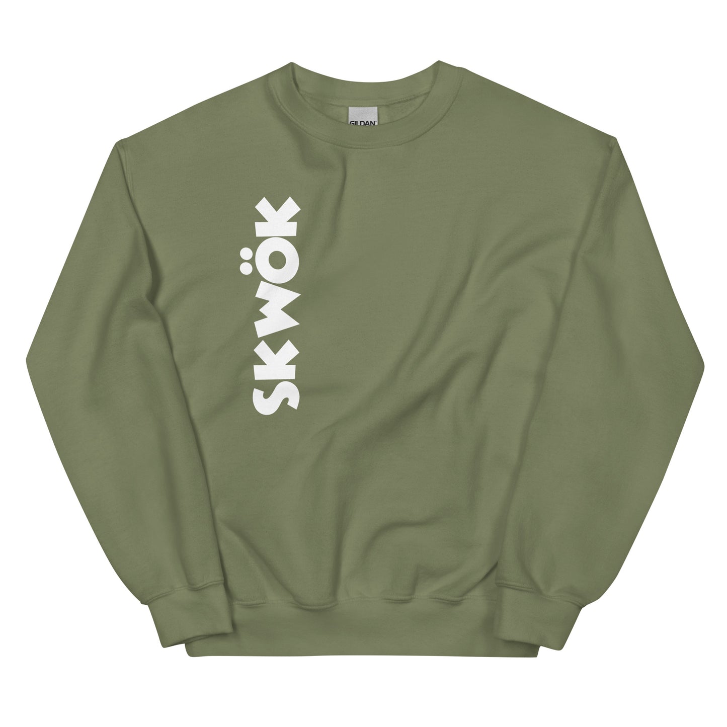Skwok Brand / 8oz Gildan Crew / (2) / OG Logo II / White / DTG Print / Front - Back