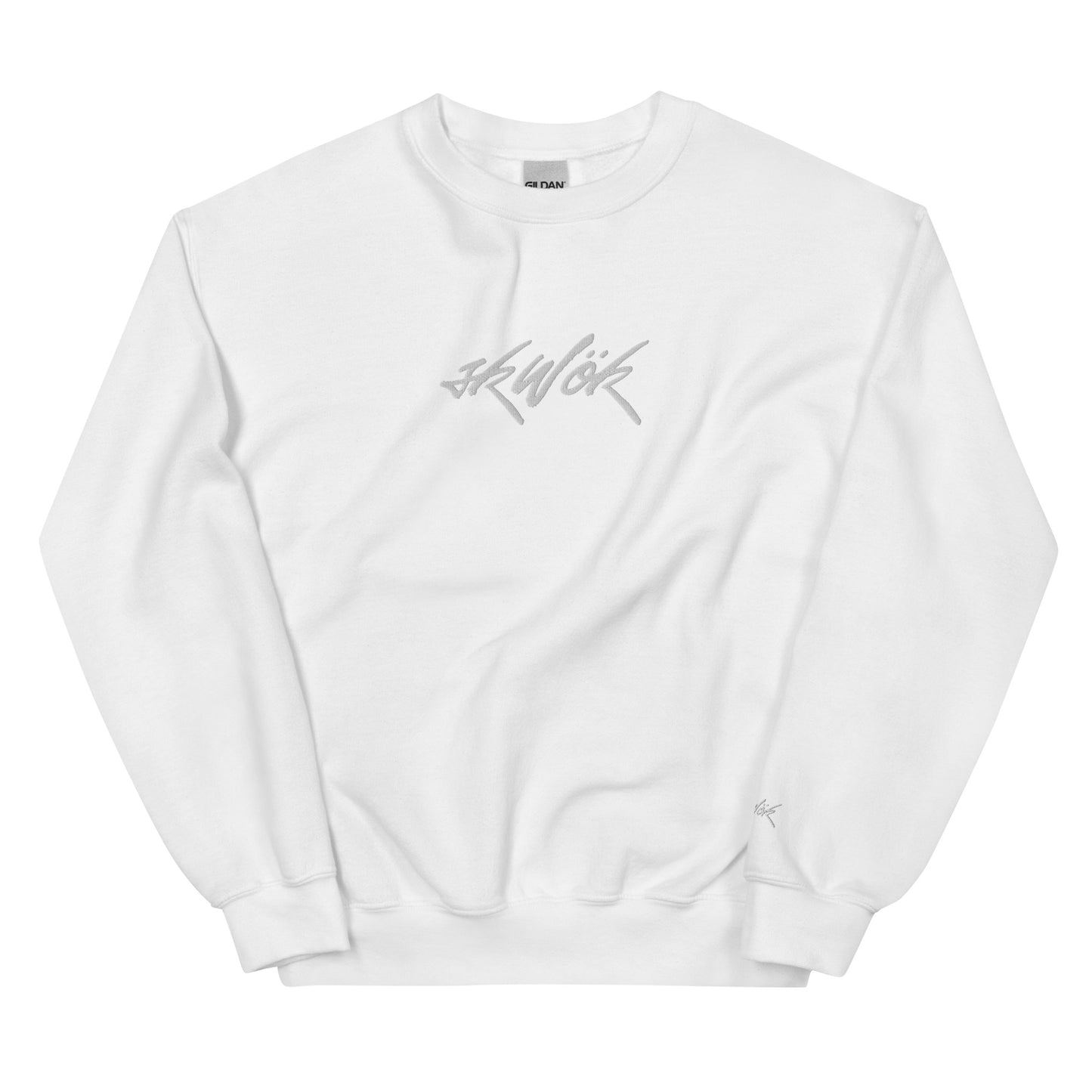 Skwok Brand / 8oz Gildan Crew / (4) / Tag Logo / Embroidered / White
