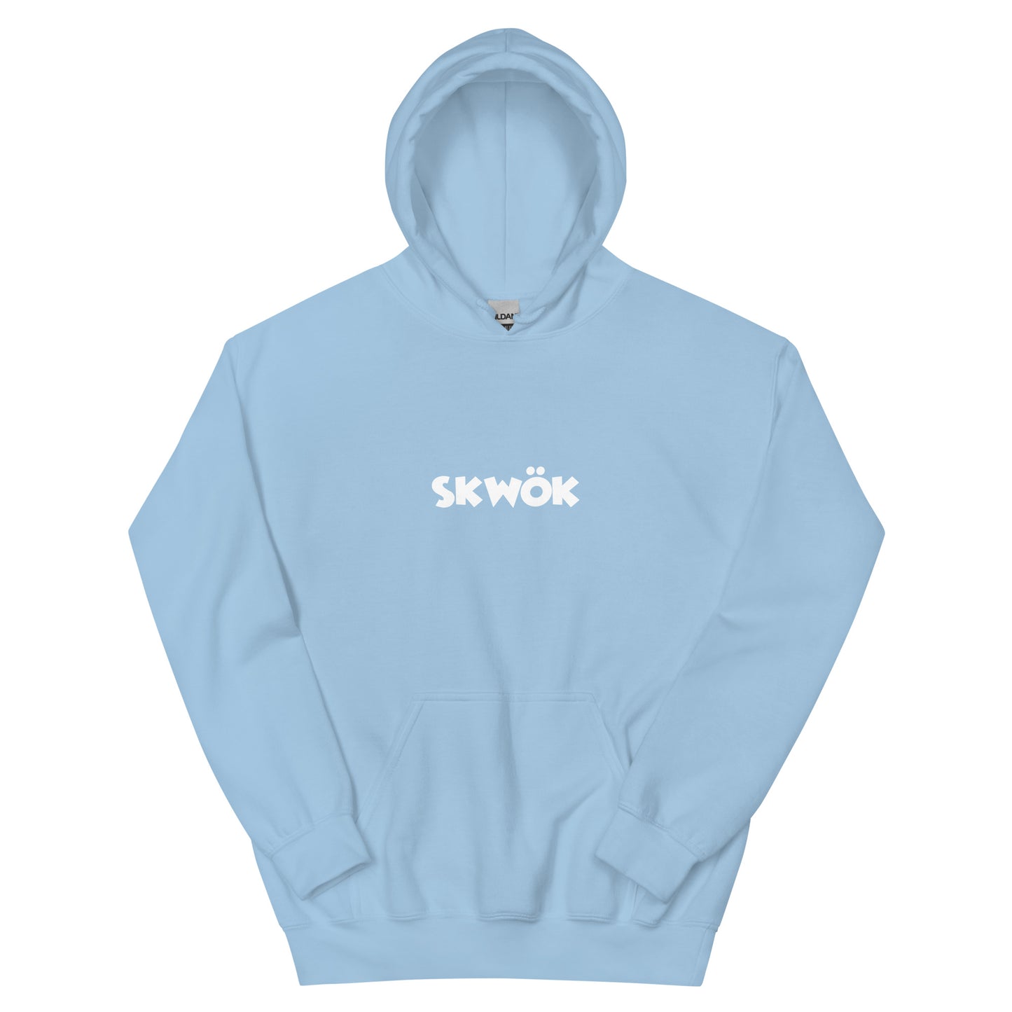 Skwok Brand (01) / 8oz Gildan Hoodie / OG Logo / White / Front - Back