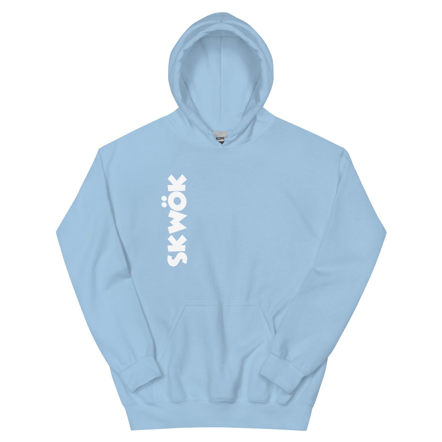 Skwok Brand (02) / 8oz Gildan Hoodie / OG Logo II / White / Front - Back