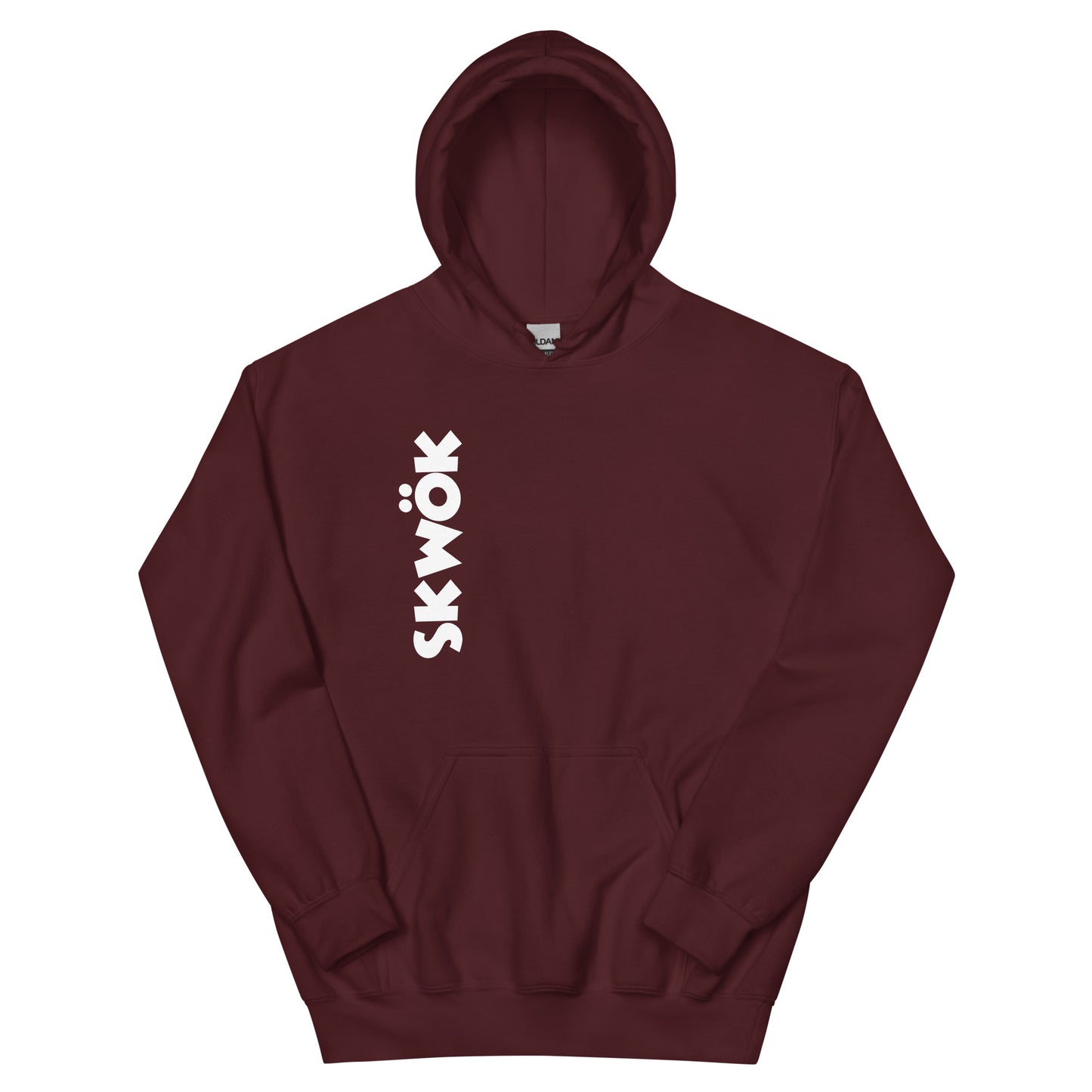 Skwok Brand (02) / 8oz Gildan Hoodie / OG Logo II / White / Front - Back