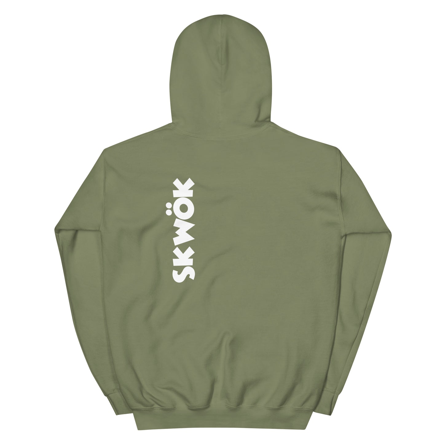Skwok Brand (02) / 8oz Gildan Hoodie / OG Logo II / White / Front - Back