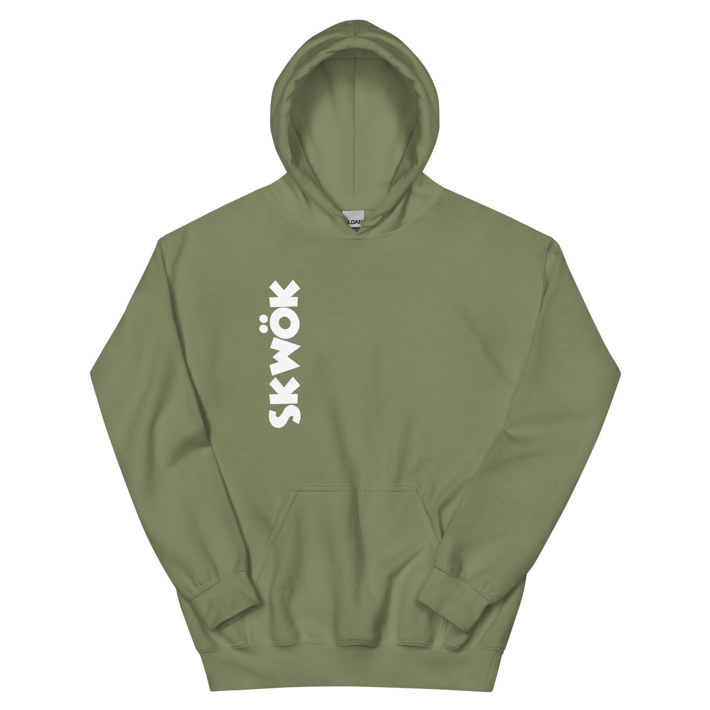 Skwok Brand (02) / 8oz Gildan Hoodie / OG Logo II / White / Front - Back