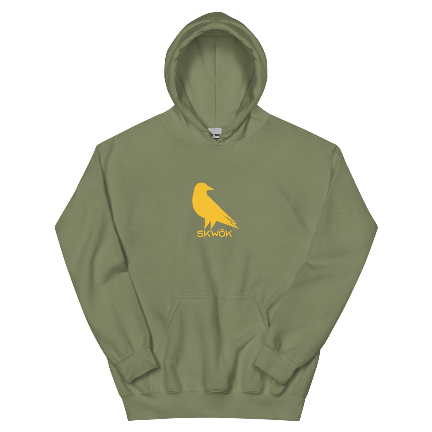 Skwok Brand (10) / Hoodie / Raven IV Logo / Front - Back / Padres Yellow