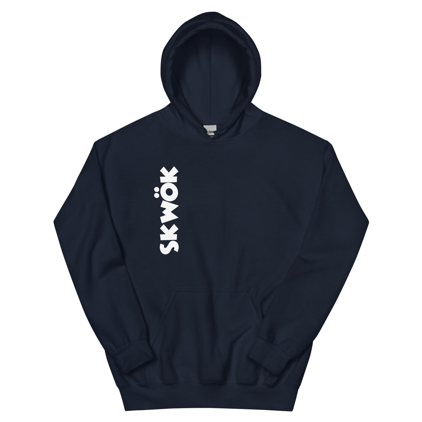 Skwok Brand (02) / 8oz Gildan Hoodie / OG Logo II / White / Front - Back