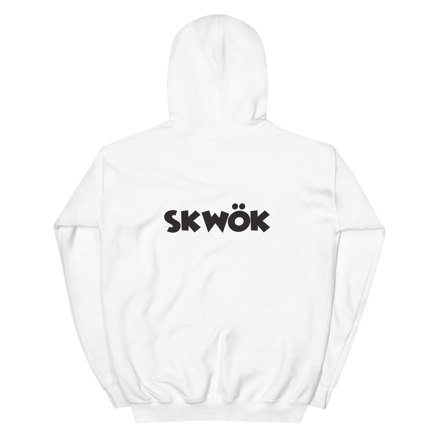 Skwok Brand (01) / 8oz Gildan Hoodie / OG Logo / White / Front - Back