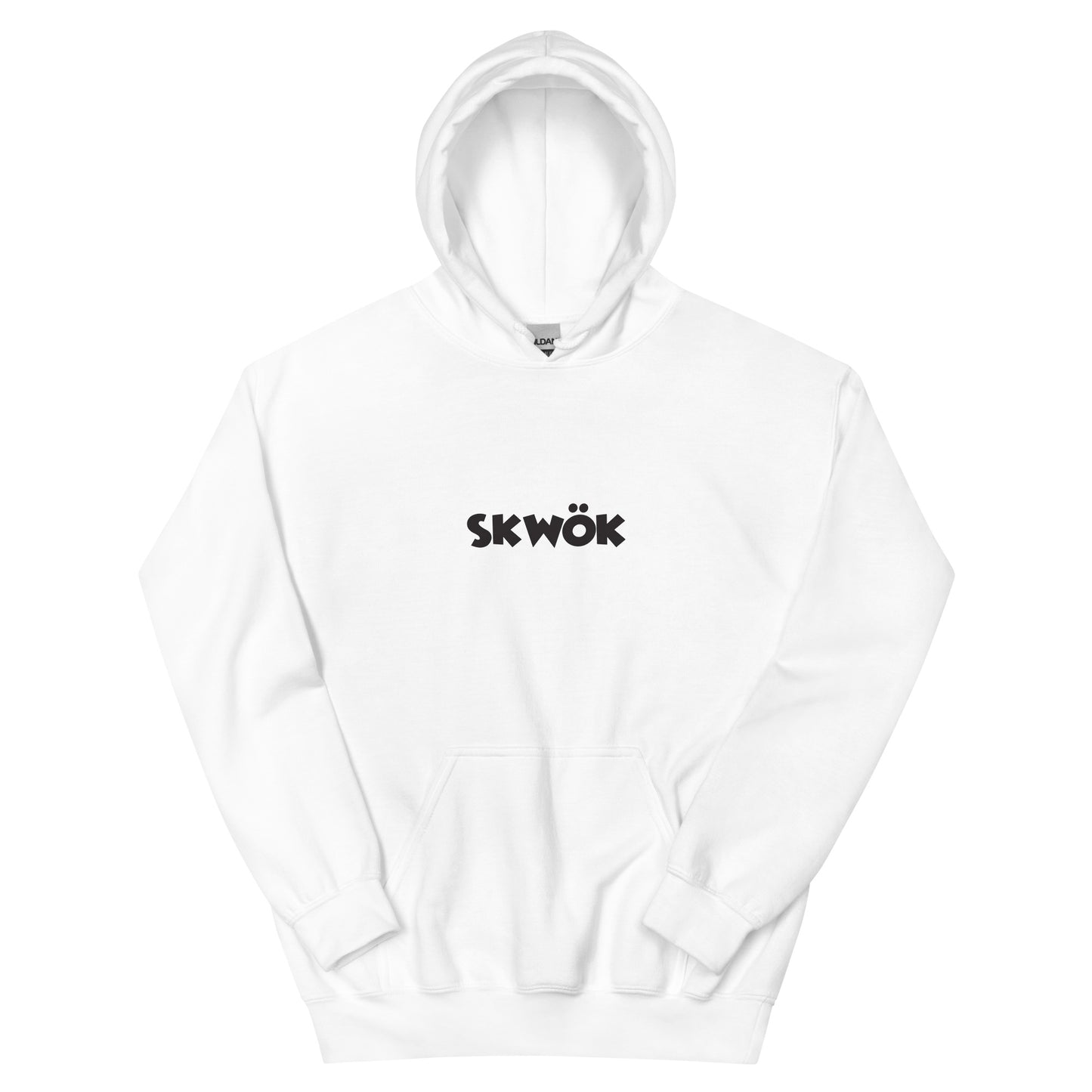 Skwok Brand (01) / 8oz Gildan Hoodie / OG Logo / White / Front - Back