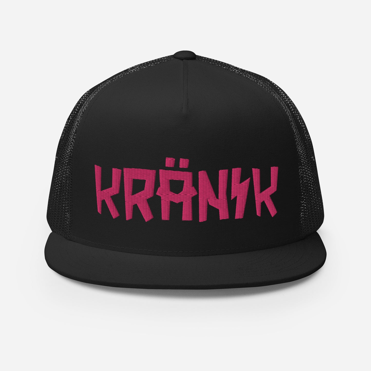(5) Kranik Hat - Yupoong 6006 Flat Brim Hat - Kranik Moto Logo - Fuschia