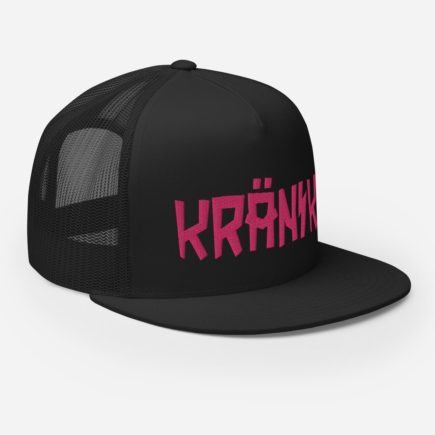 (5) Kranik Hat - Yupoong 6006 Flat Brim Hat - Kranik Moto Logo - Fuschia