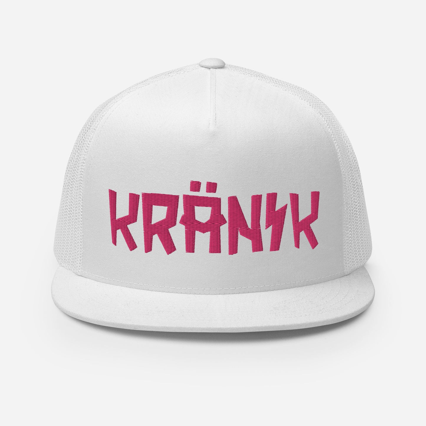 (5) Kranik Hat - Yupoong 6006 Flat Brim Hat - Kranik Moto Logo - Fuschia