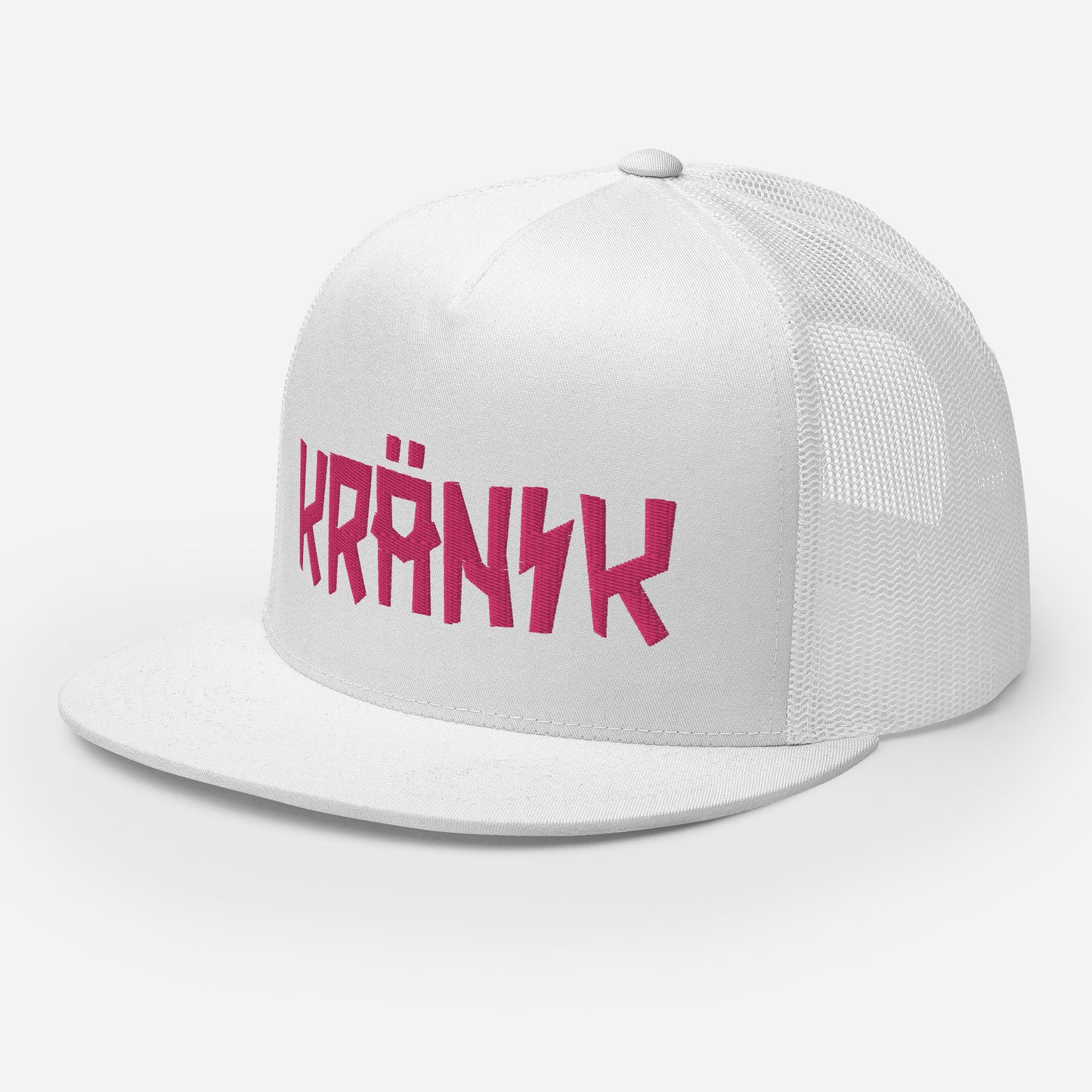 (5) Kranik Hat - Yupoong 6006 Flat Brim Hat - Kranik Moto Logo - Fuschia