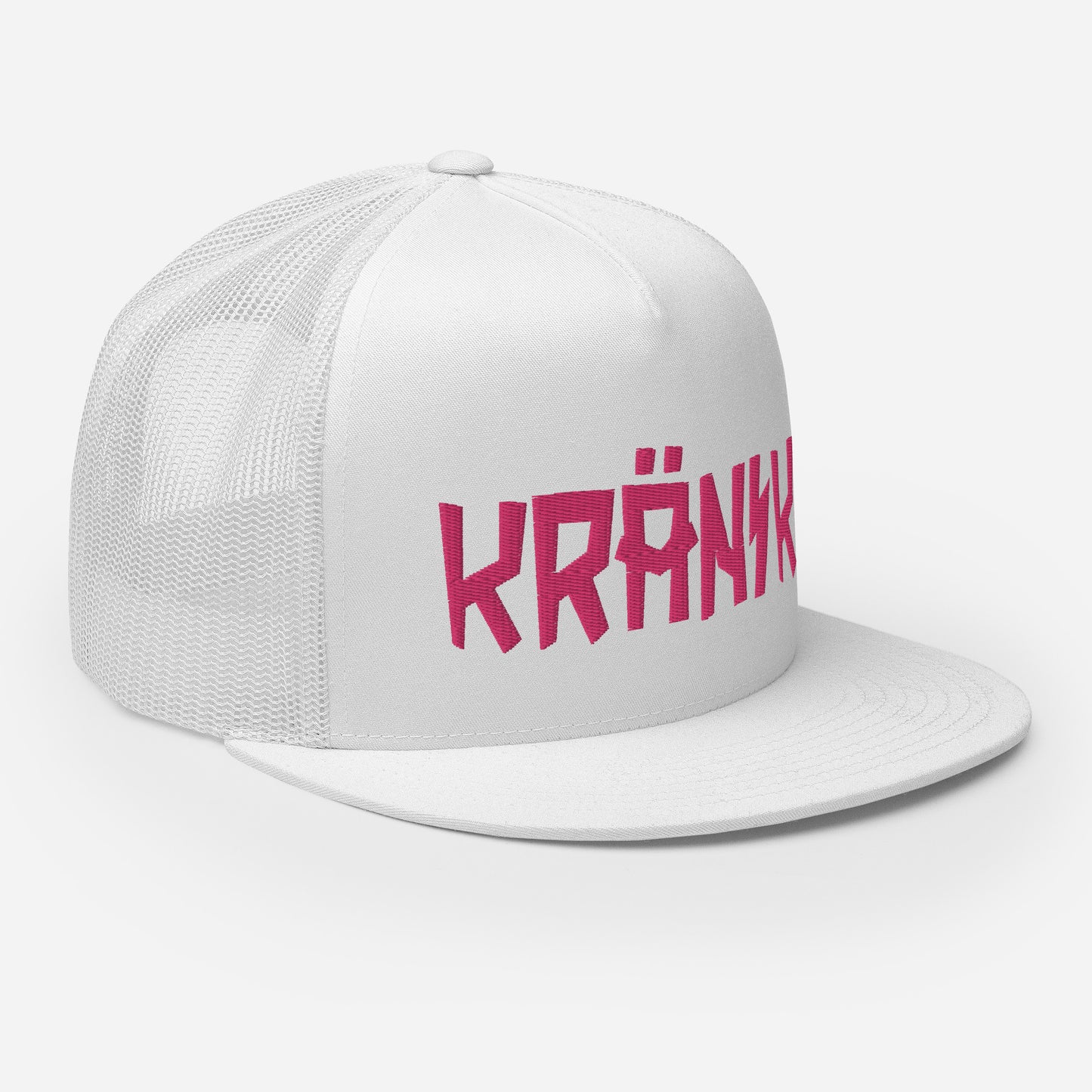 (5) Kranik Hat - Yupoong 6006 Flat Brim Hat - Kranik Moto Logo - Fuschia