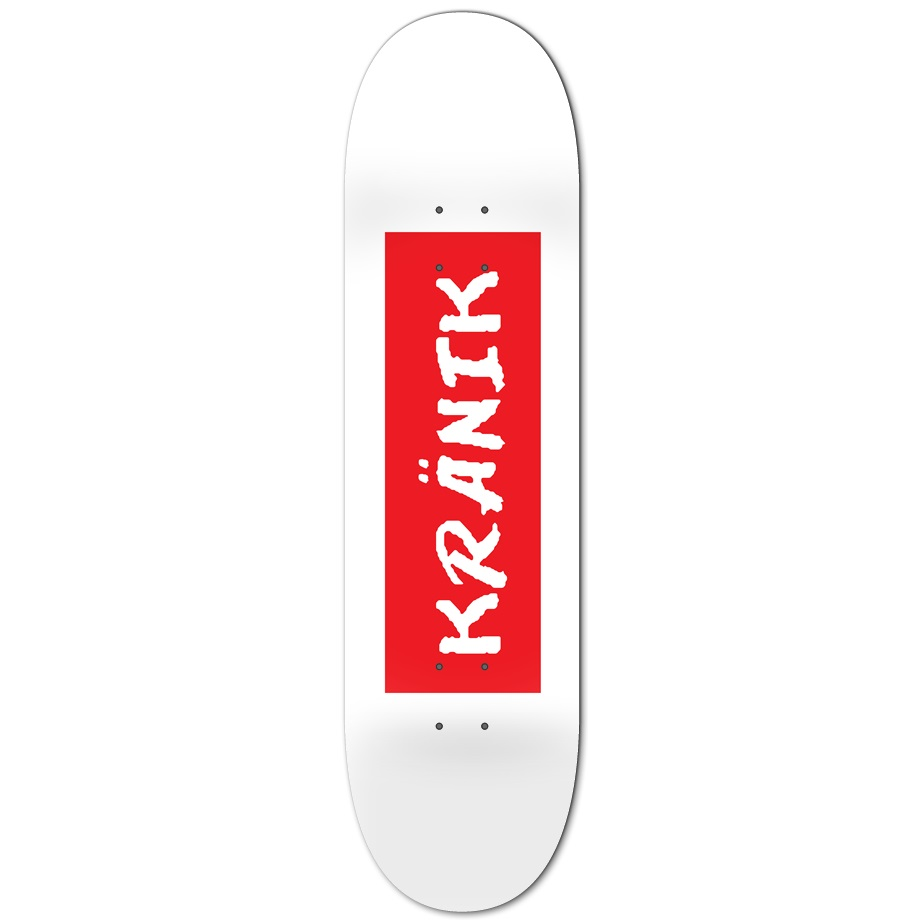 Kranik Deck #06 / Red Box DARE White Custom Skateboard 8.25"