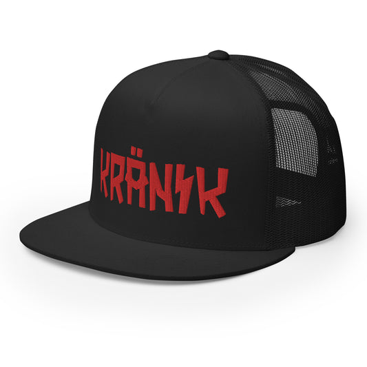 Kranik Brand Hat / Trucker Cap / Moto Logo / 3D Puff / Black / Red
