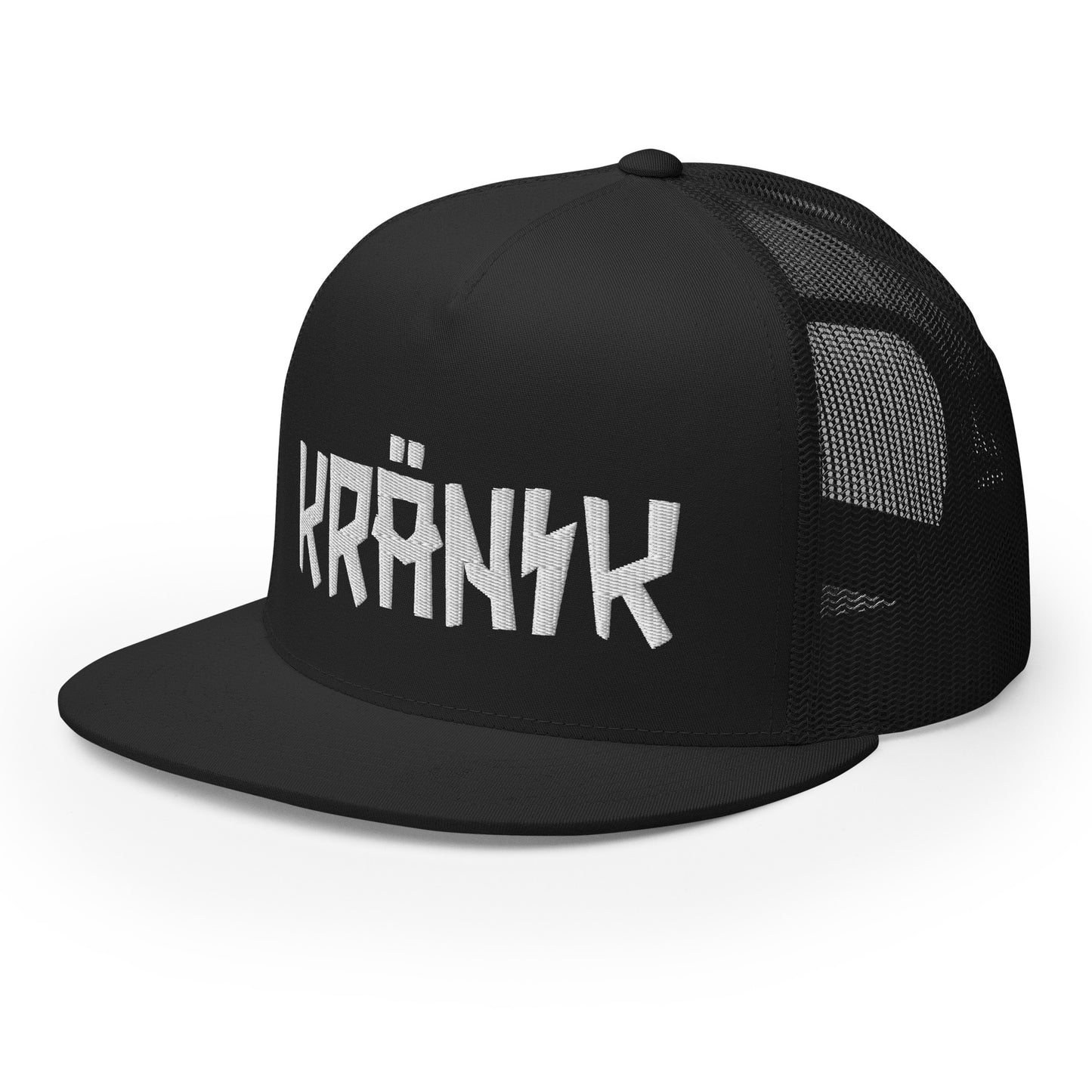 Kranik Brand Hat / Trucker Cap / Moto Logo / 3D Puff / Black / White