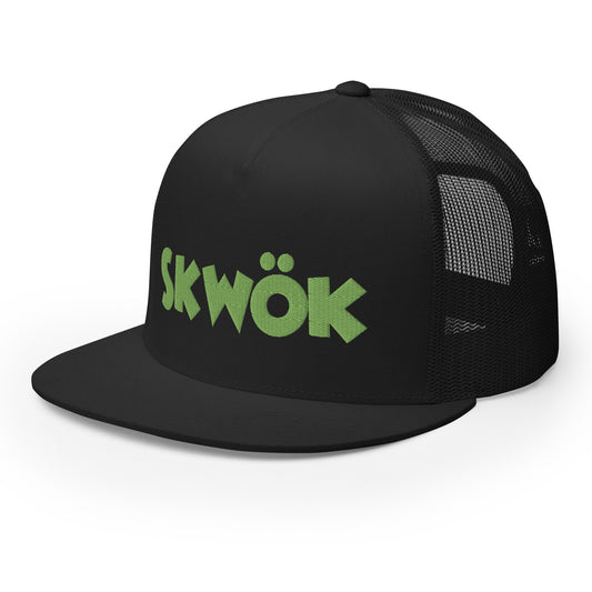 Skwok Brand / Hat / Trucker Cap / OG Logo / 3d Puff / Black / Green