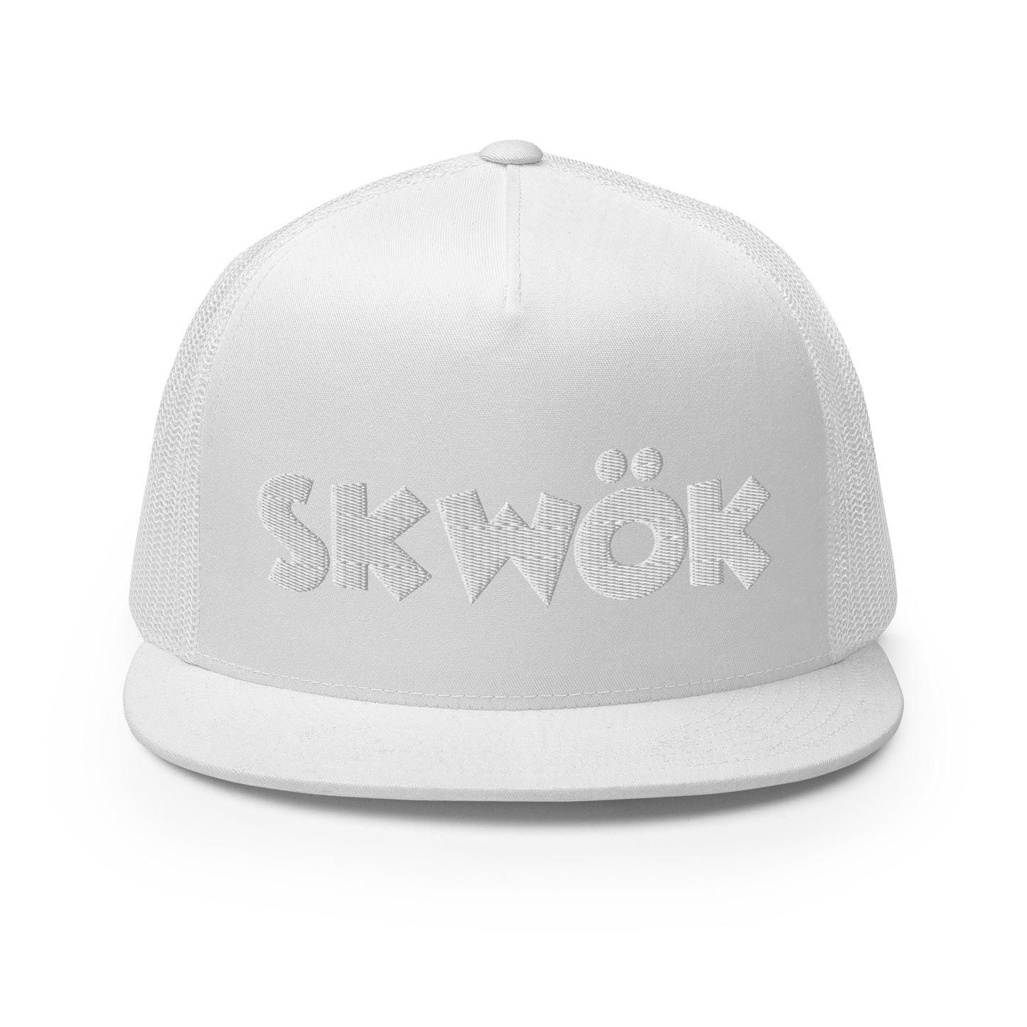 Skwok Brand / Hat / Trucker Cap / OG Logo / 3d Puff / White / White