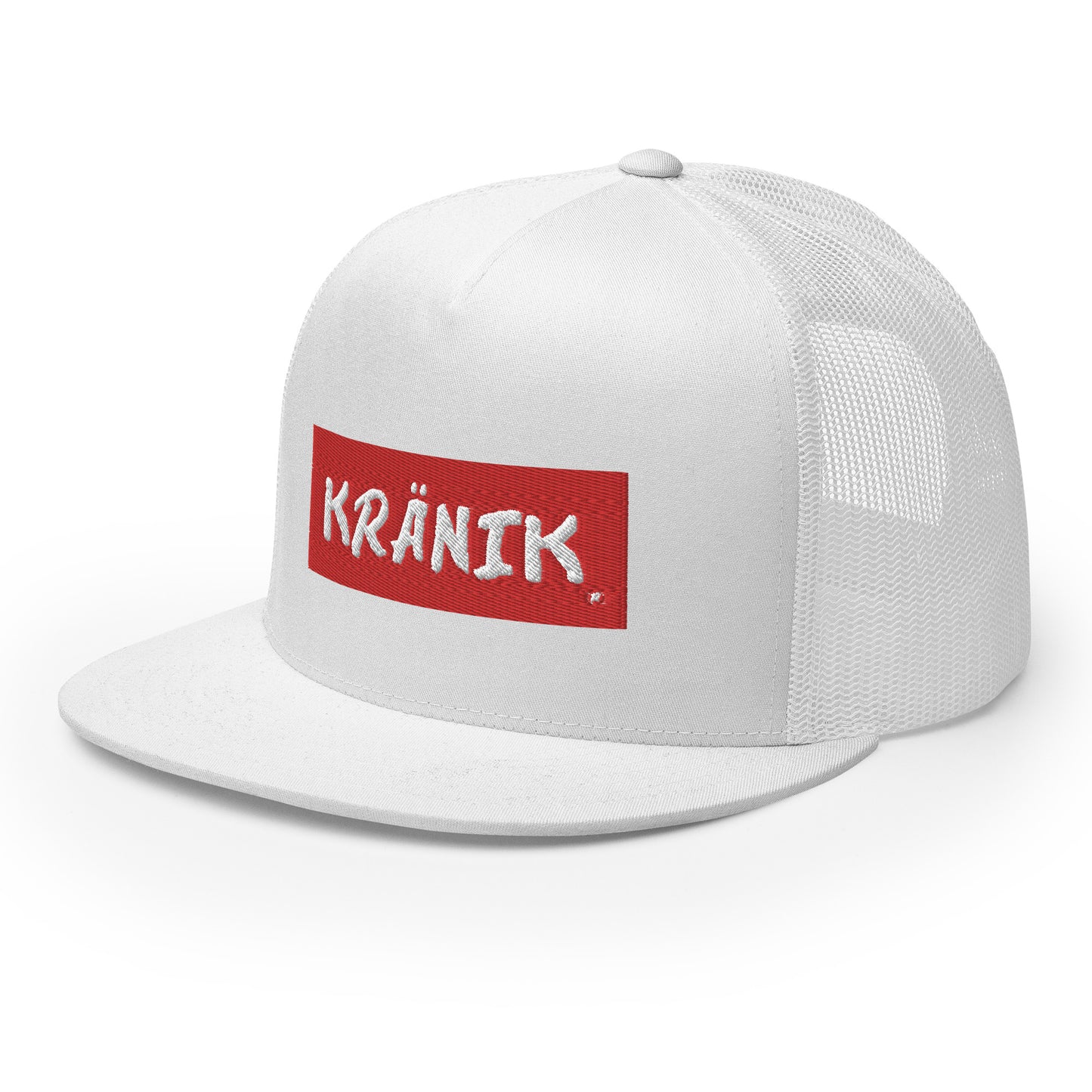 Kranik Brand Hat / Trucker Cap / Red Box Dare Logo / White