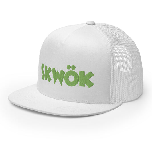 Skwok Brand / Hat / Trucker Cap / OG Logo / 3D Puff / White / Green