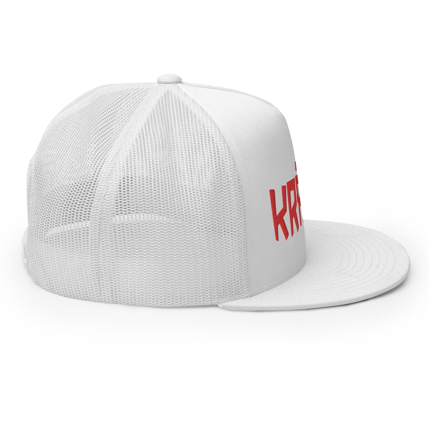 Kranik Brand Hat / Trucker Cap / Moto Logo / 3D Puff / White / Red