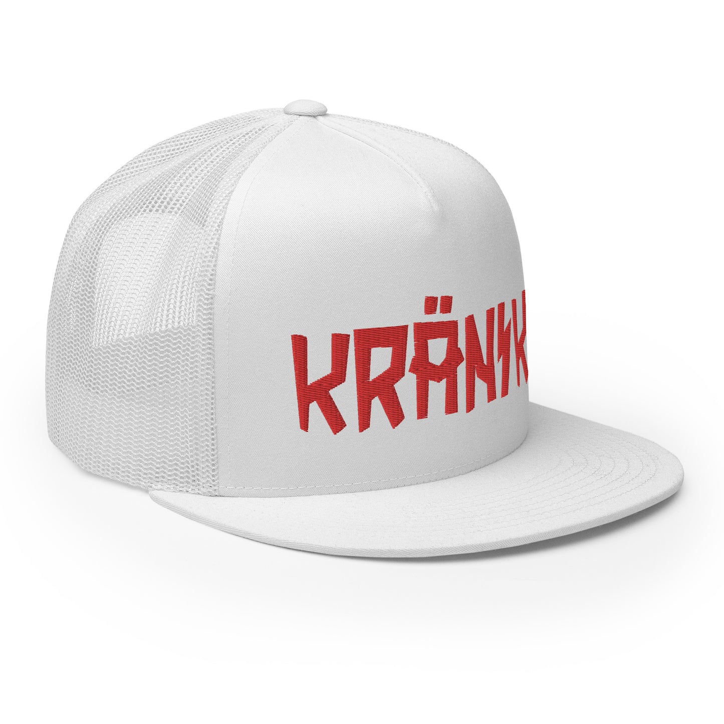 Kranik Brand Hat / Trucker Cap / Moto Logo / 3D Puff / White / Red