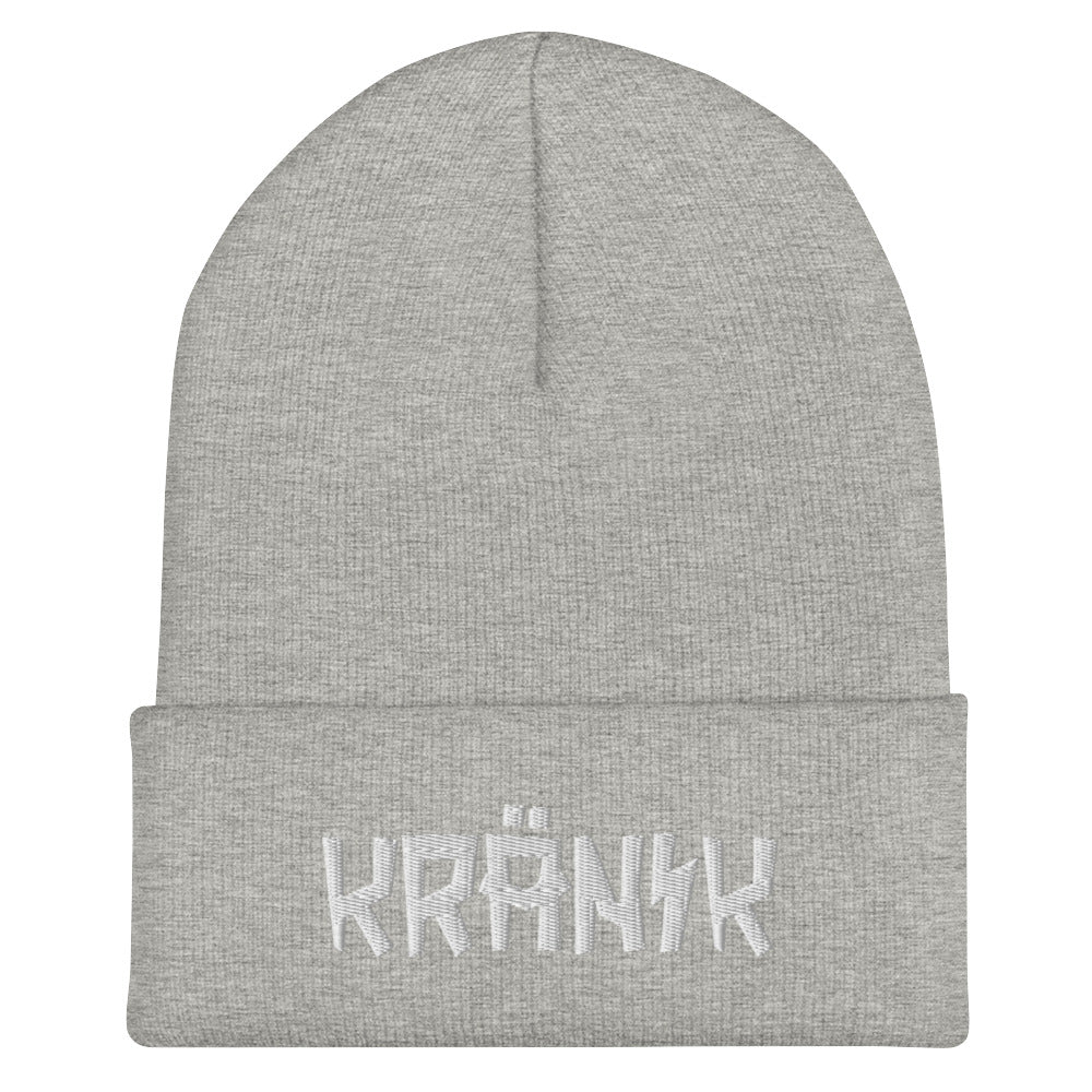 Kranik Brand Hat / Beanie / Cuffed / Moto Logo / Embroidered / 3D Puff / White