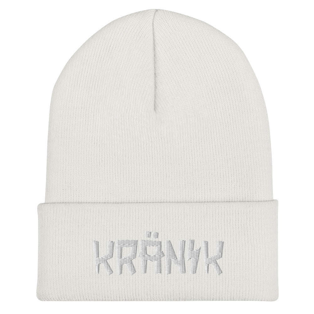 Kranik Brand Hat / Beanie / Cuffed / Moto Logo / Embroidered / 3D Puff / White