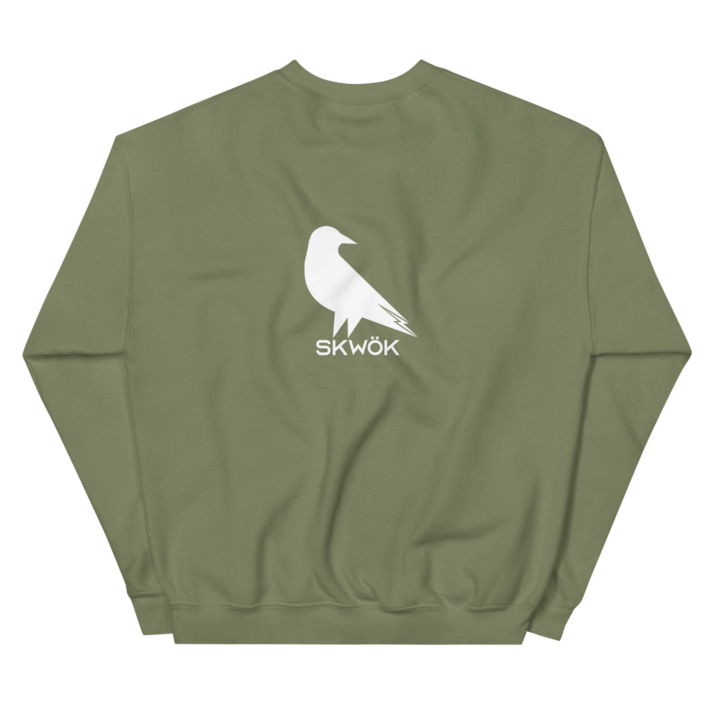 Skwok Brand / Crew / (6) / Raven Logo II / White / DTG Print / Front - Back