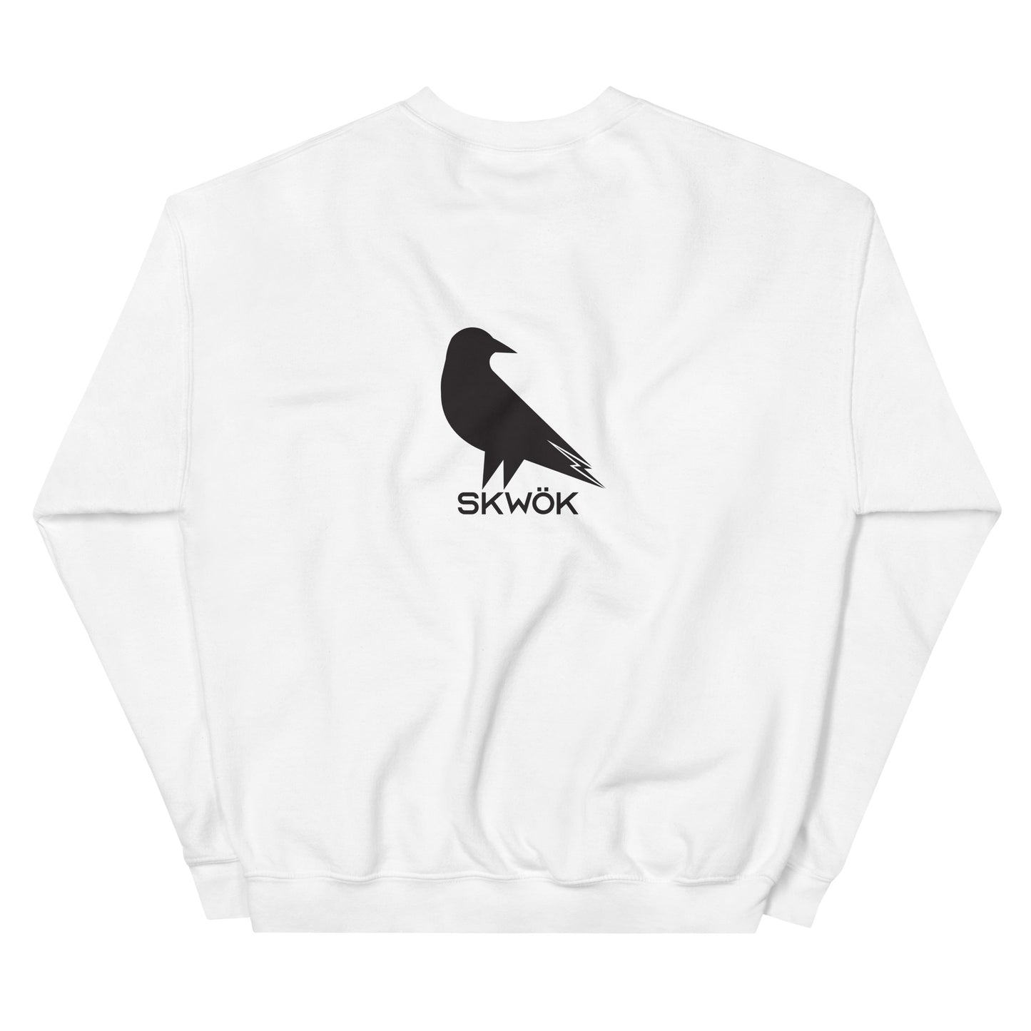 Skwok Brand / 8oz Gildan Crew / (6) / Raven Logo II / White / DTG Print / Front - Back