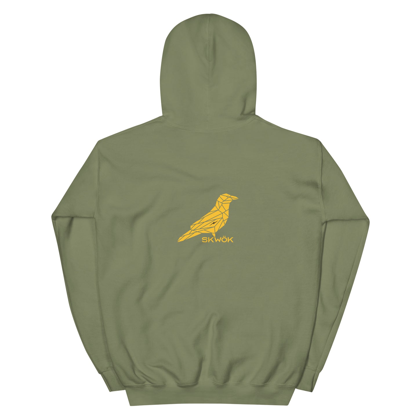 Skwok Brand (12) / Hoodie / Raven IV Logo / Front - Back / Padres Yellow
