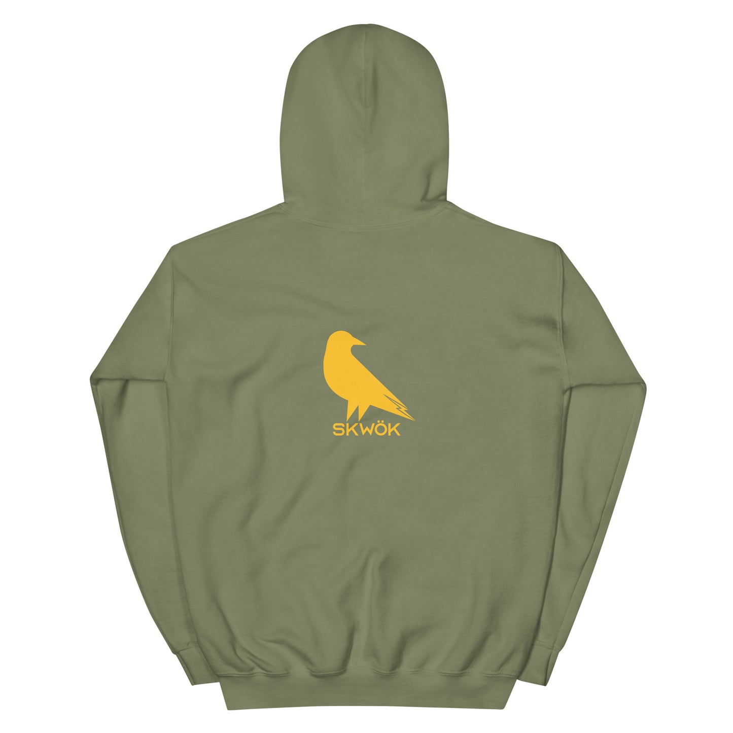 Skwok Brand (10) / Hoodie / Raven IV Logo / Front - Back / Padres Yellow