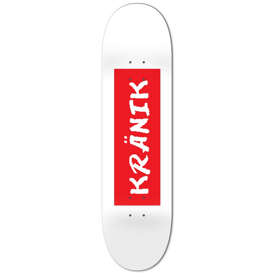 Kranik Deck #06 / Red Box DARE White Custom Skateboard  8.25"